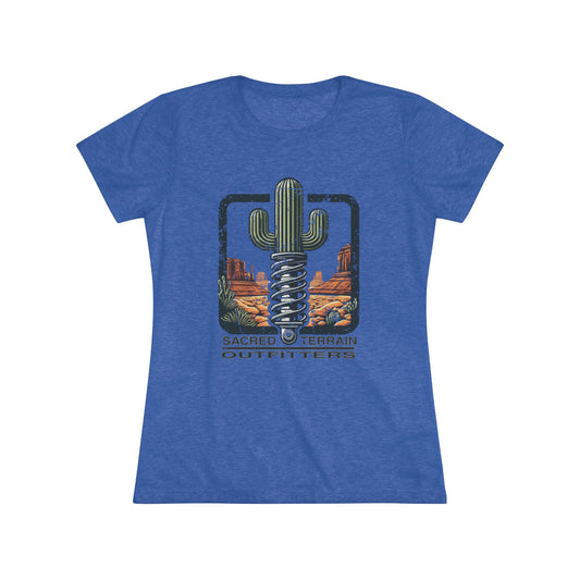 The OG Sacred Terrain Distressed Women's Tri-blend Tee, Bohemian Style T-Shirt, Gift for Nature Lovers, Southwest Graphic Tee, Casual Wear for Travelers