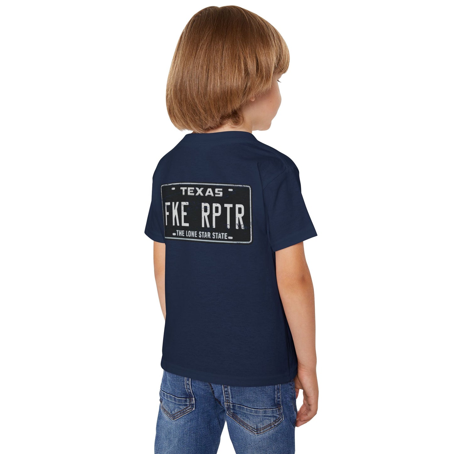 Toddler T‑Shirt – Vintage Texas License Plate “FKE RPTR” Graphic