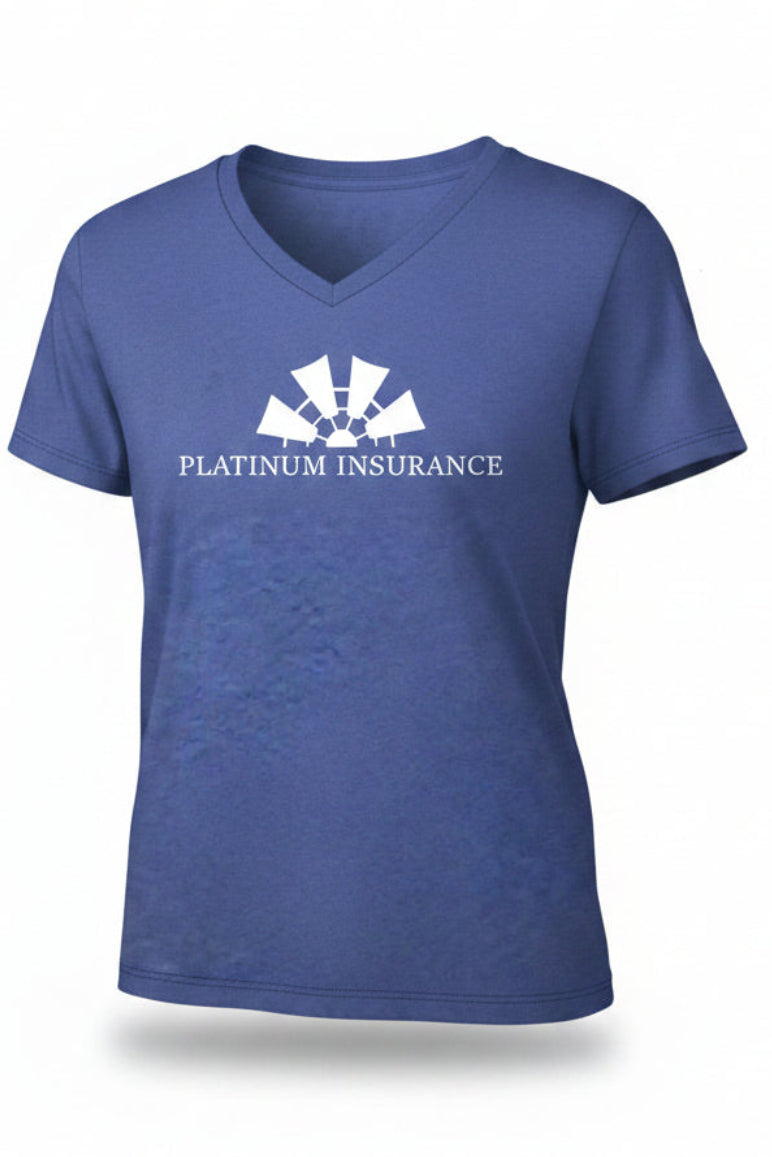 Platinum Insurance Women’s V-Neck Tee — Corporate Logo Heather Shirt