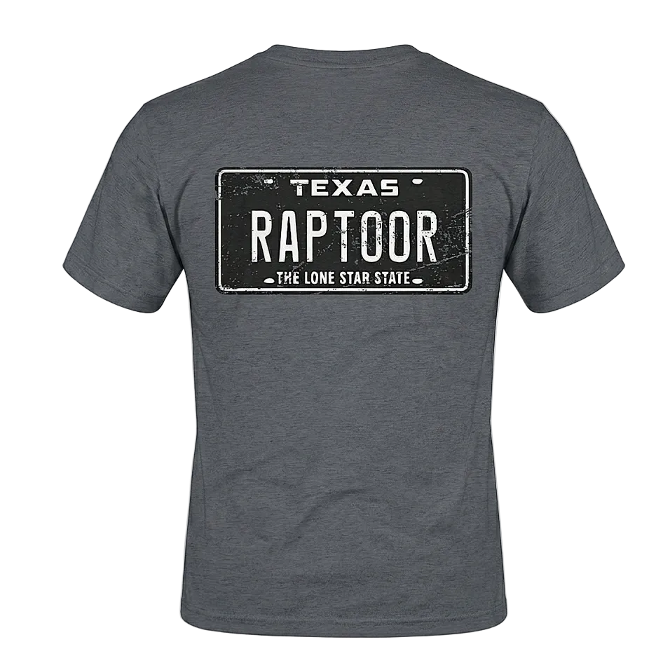 Texas Raptoor License Plate Custom T‑Shirt — Vintage Lone Star State Graphic Tee