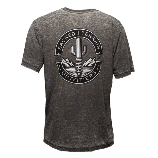 Vintage Cactus Crest Charcoal Ultra Soft Distressed Tee