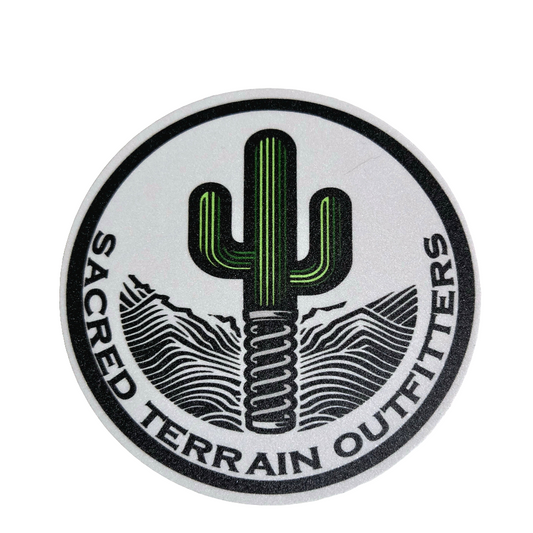 Sacred Terrain Light Grey Logo Premium Vinyl Decal