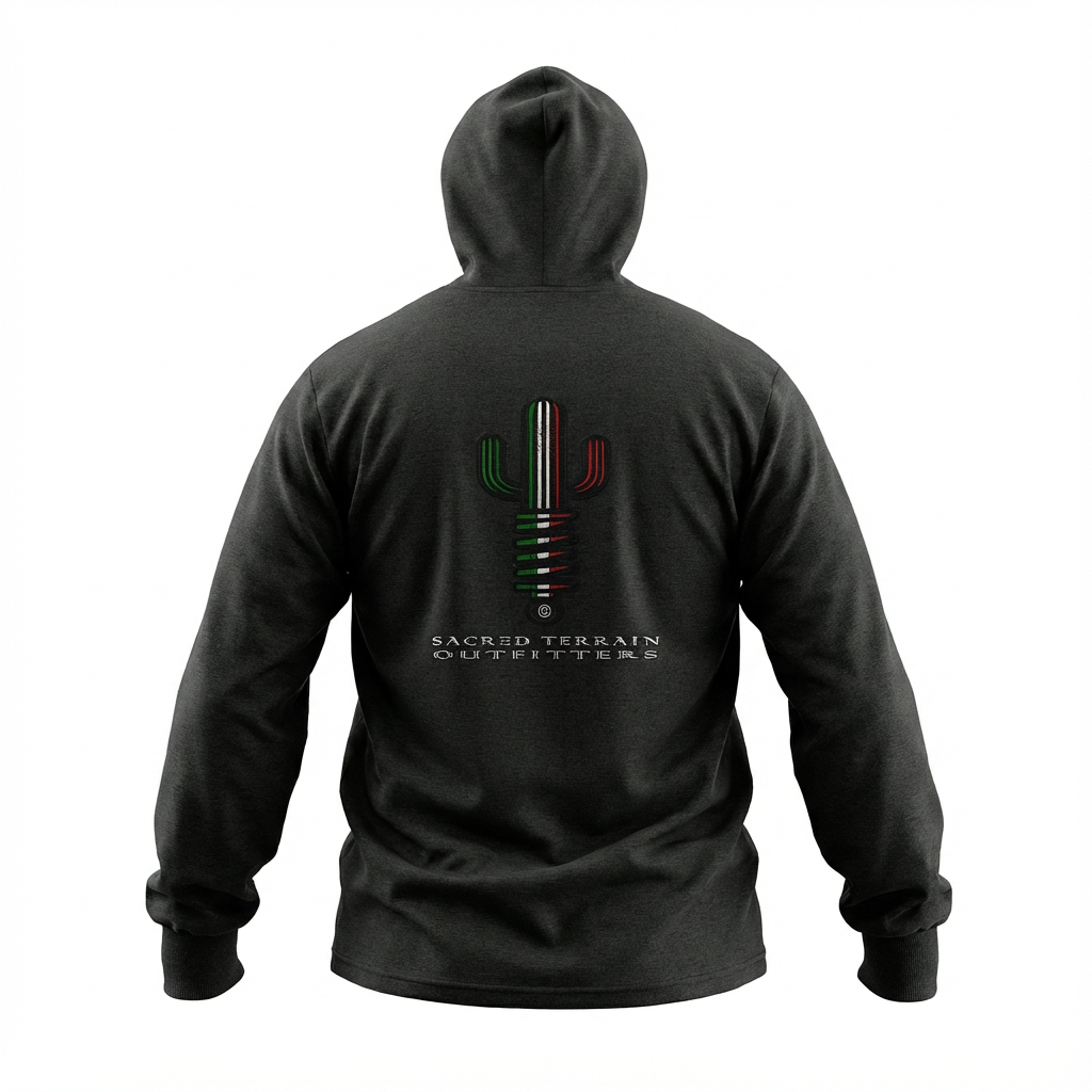 Mexican Saguaro Hoodie Tee — Sacred Terrain Graphic Long-Sleeve Hooded Tee