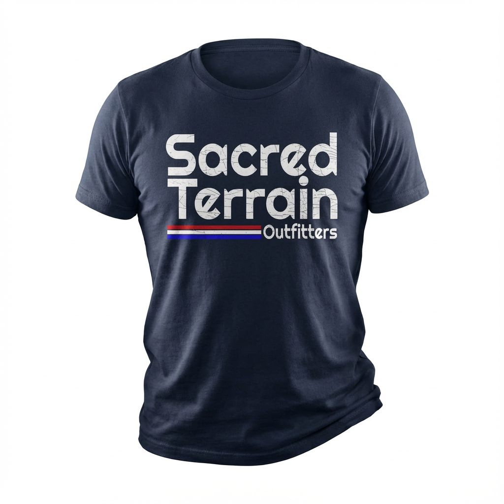Sacred Terrain Outfitters Tee — Retro Outdoors Adventure Shirt