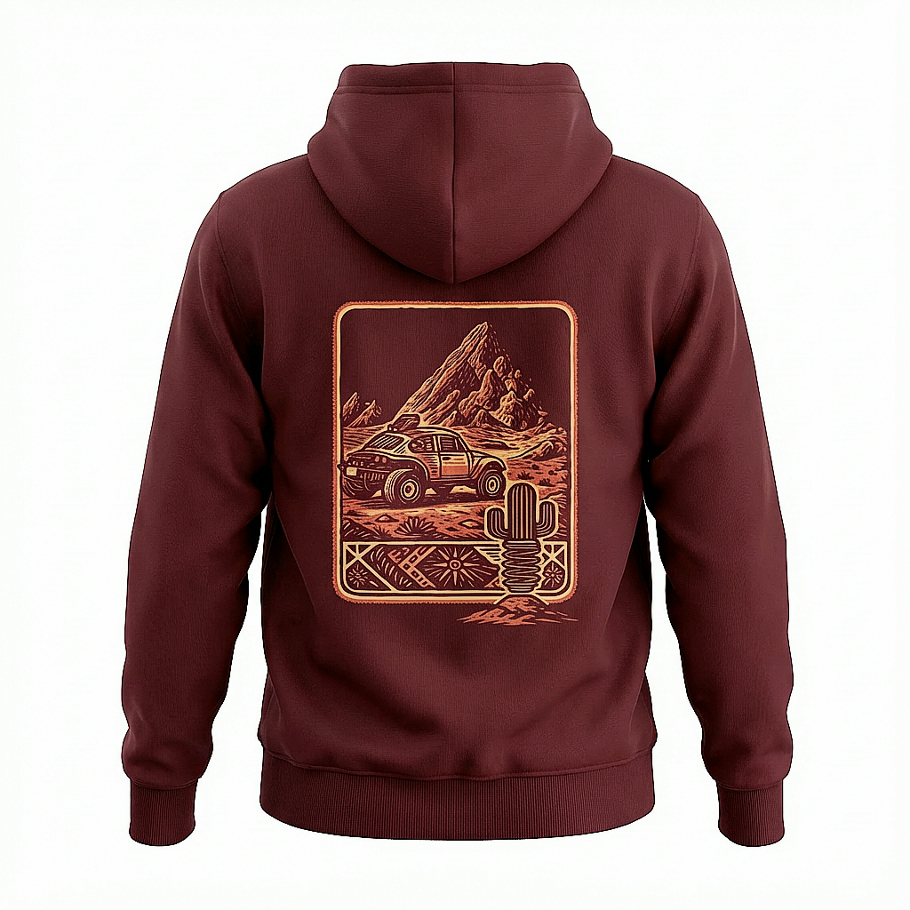 Desert Roadtrip Hoodie — Vintage Off‑Road Truck Graphic Fleece Pullover