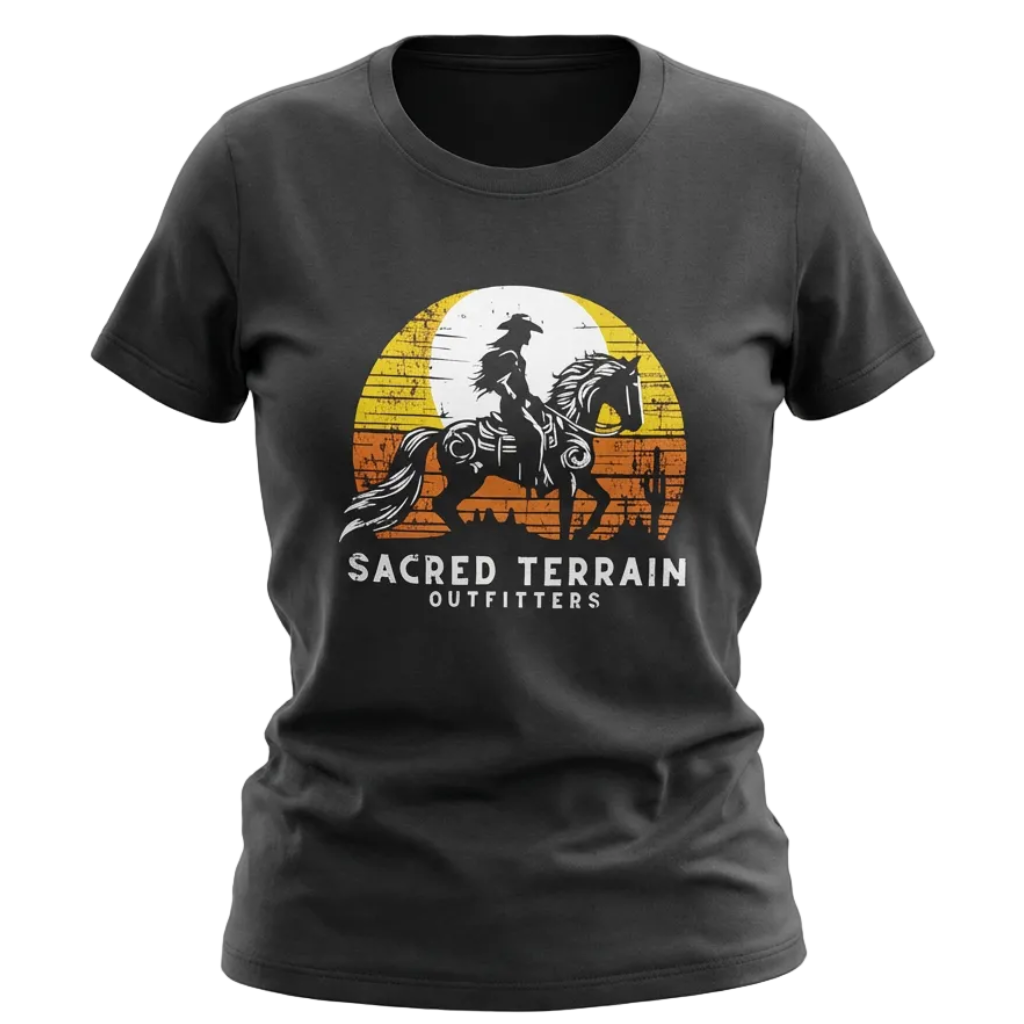 Sunset Cowgirl Tee – Charcoal