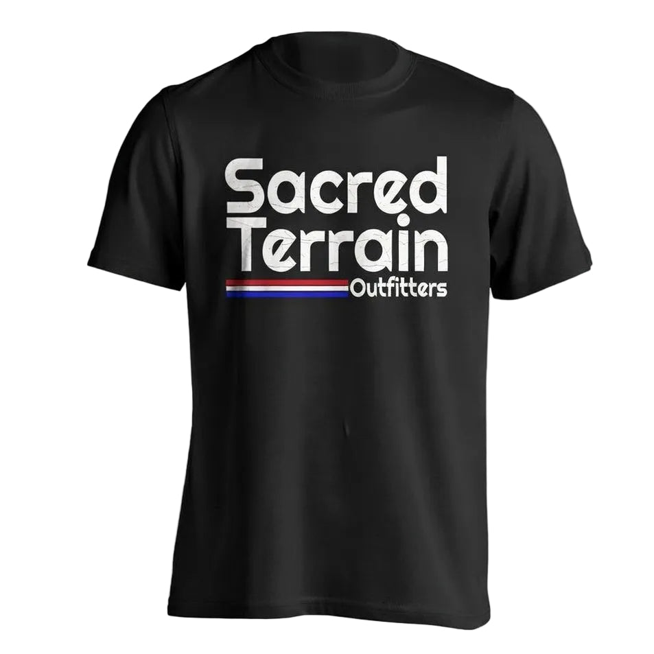 Sacred Terrain Outfitters Tee — Retro Outdoors Adventure Shirt