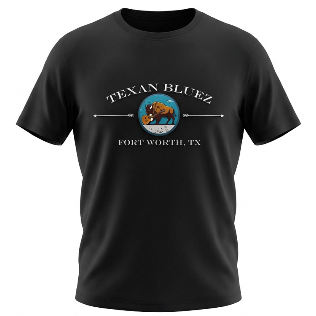 Fort Worth Texan Bluez T-Shirt — Vintage Globe & Arrow Graphic