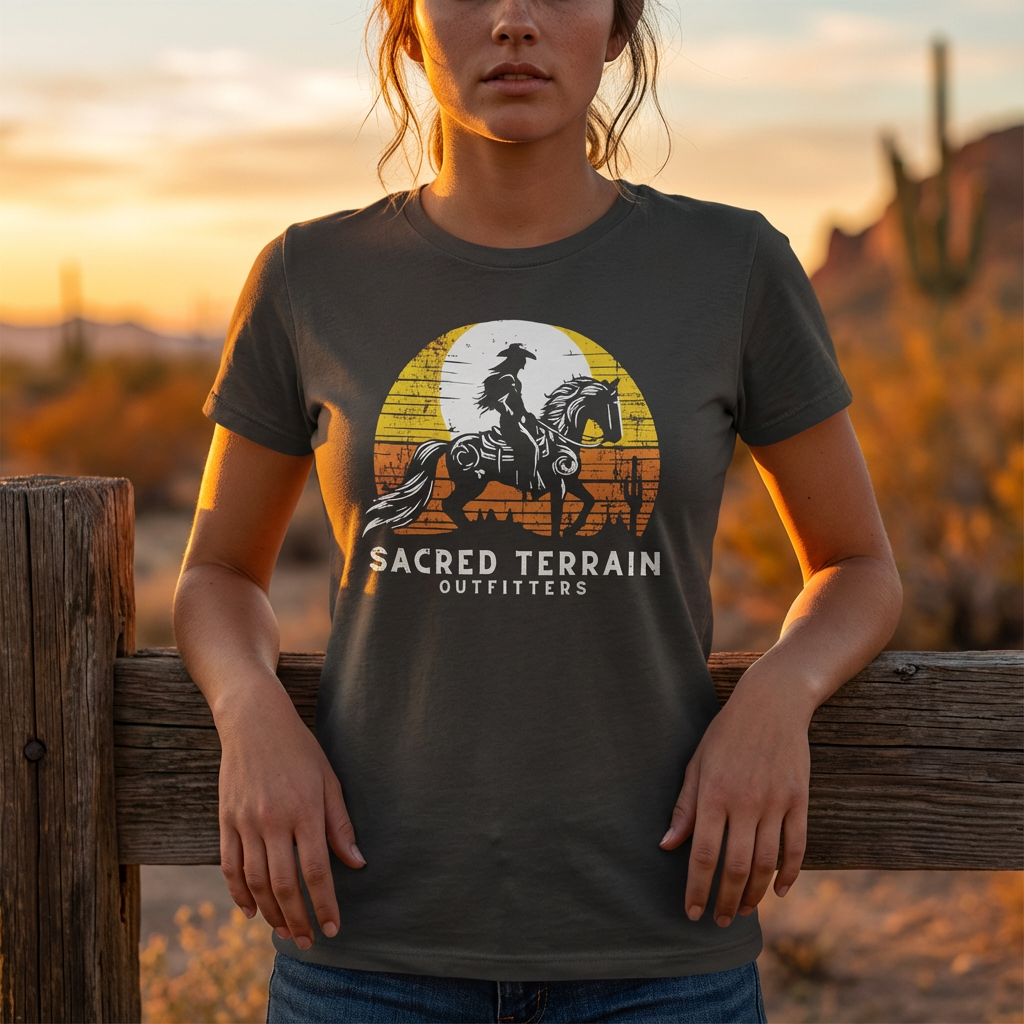 Sunset Cowgirl Tee – Charcoal