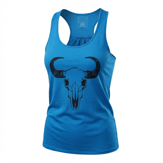 Bison Bloom Bright Blue Tank
