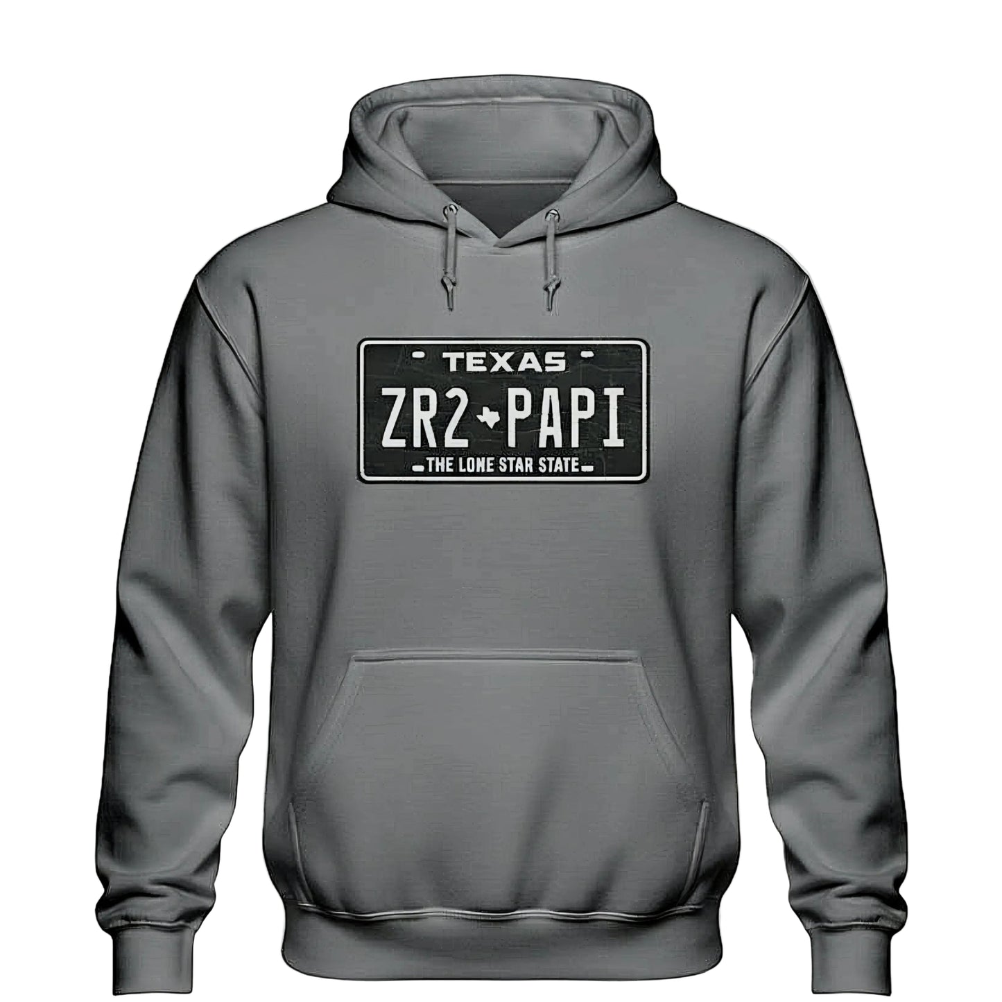 Texas "ZR2 PAPI" License Plate Hoodie — Men's Casual Lone Star Pullover